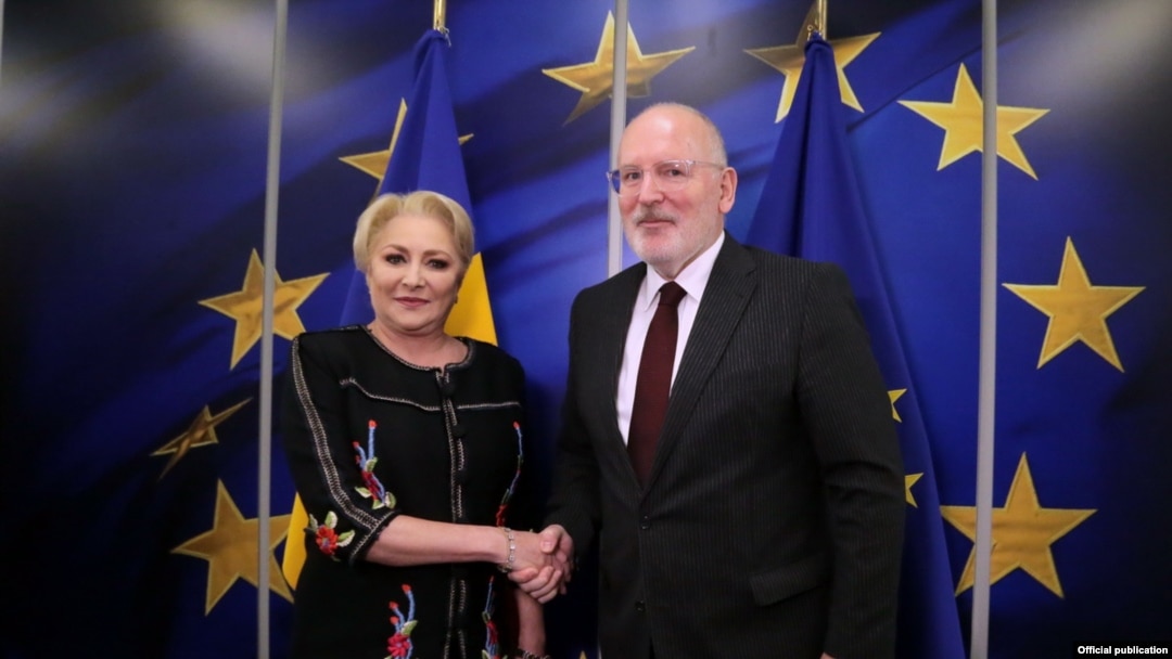 Viorica Dăncilă și Frans Timmermans