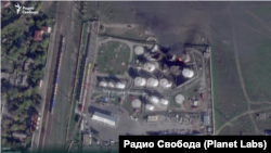 Крим – Скріншот супутникового знімка нафтобази у Гвардійському, опублікованого в телеграм-каналі Радио Свобода