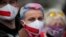 BELARUS -- Opposition supporters wearing protective face masks attend a rally in Minsk, Belarus, 24 May 2020. The presidential campaign has kicked off in Belarus, with the election scheduled for 09 August 2020. Incumbent President Alexander Lukashenko, wh
