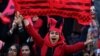 A select group of Iran women attend Asian Champions League football final in Tehran, in November.