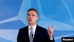 Secretarul general Nato, Jens Stoltenberg vorbind la Bruxelles după reuniunea de astăzi