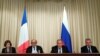 (left to right:) French Defense Minister Florence Parly, French Foreign Minister Jean-Yves Le Drian, Russian Foreign Minister Sergei Lavrov and Russian Defense Minister Sergei Shoigu attend joint press conference in Moscow on September 9. 
