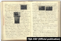 A page of Bokan's photo journal documenting his famine experience.