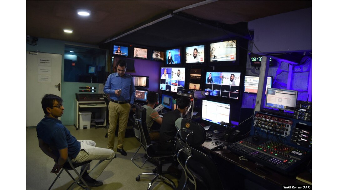 The broadcast control room at the Tolo television station in Kabul. (file photo)