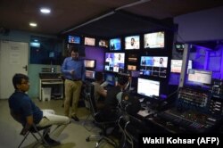 The broadcast control room at the Tolo television station in Kabul. (file photo)