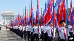 Paradă cu ocazia aniversării a 73 de existență a Coreei de Nord, la 9 septembrie 2021, la Phenian.