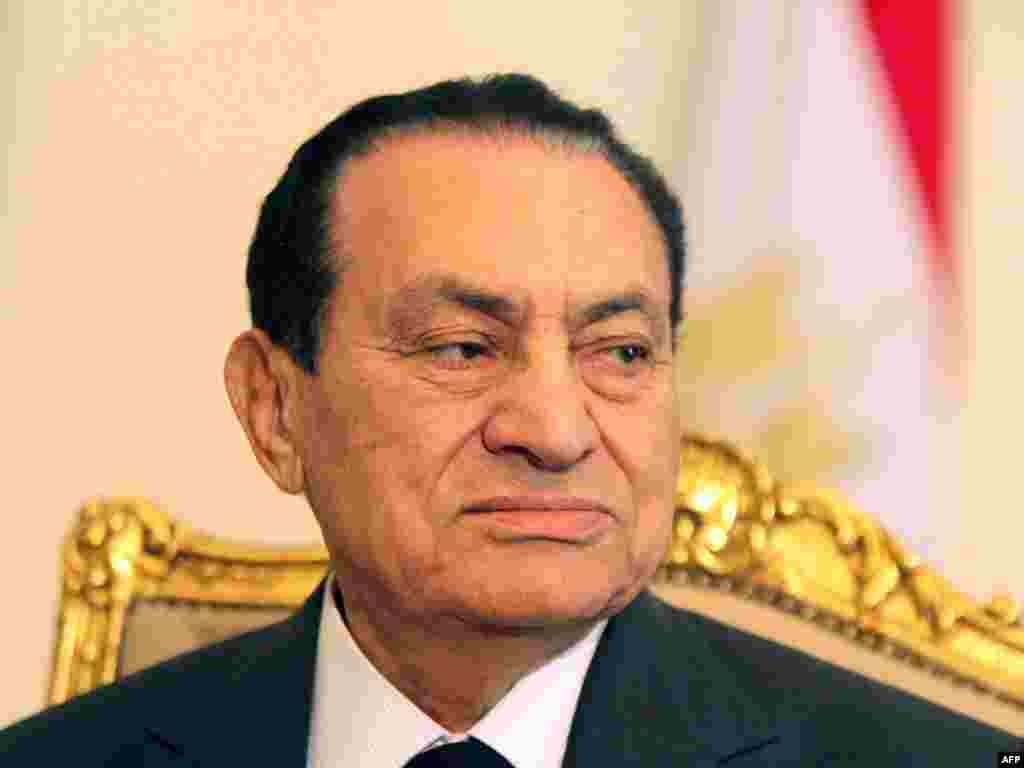 Mubarak in Cairo on February 8, amid massive protests calling for his resignation.