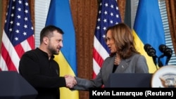 Zelensky me nënpresidenten Kamala Harris, kandidaten e Partisë Demokratike për presidente.