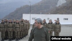 Armenia - President Serzh Sarkisian attends military exercises held by the Karabakh Armenian army, 12Nov2010