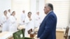 Президент Эмомали Рахмон медициналык университеттин жаңы корпусунун ачылышы маалында. 24-октябрь 2025-жыл