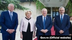 Delegaţia română în Israel alături de preşedintele israelian Reuven Rivlin, 25 aprilie 2018