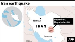 Епіцентр землетрусу магнітудою 6 в Ірані, 1 грудня 2017 року