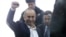 Robert Kocharian greets supporters during his trial in Yerevan in February 2020.