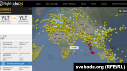 Сайт Flightradar24.com адсочвае экіпаж Санты