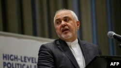 Iranian Foreign Minister Javad Zarif speaks as he attends a high level political forum on sustainable development on July 17, 2019 at the UN.Headquarters in New York.