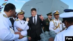 Iranian army's navy commander Hosein khanzadi (second from L) visiting a Russian naval base. July 29, 2019