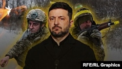 Коллаж. Президент Украины Владимир Зеленский и военнослужащие ВСУ