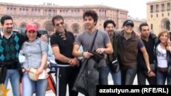 Armenia -- Iranian tourists in Yerevan's central Republic Square, 21Mar2011.