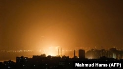 Israeli air strike in Gaza city late on March 14, 2019