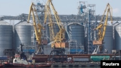A grain terminal in the sea port in Odesa, Ukraine, after restarting grain exports in August 2022