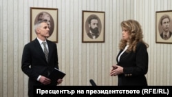 Посоченият за служебен премиер Андрей Гюров представи състав на служебно правителство пред президента Илияна Йотова, 18 февруари 2026 г.