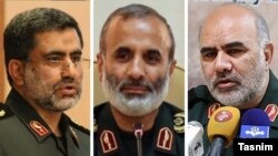 (L to R) Muhammad Tavalaee, a former deputy of the Revolutionary Guard, Mostafa Rabiee, Ex IRGC Commander and Ali Nassiri, former commander of the Revolutionary Guards. File photos