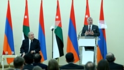 Armenia -- Jordan's King Abdullah delivers a speech at the presidential palace in Yerevan, February 11, 2020.