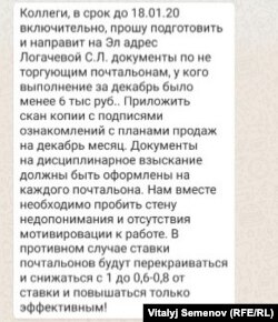 Текст смс сотрудникам почты