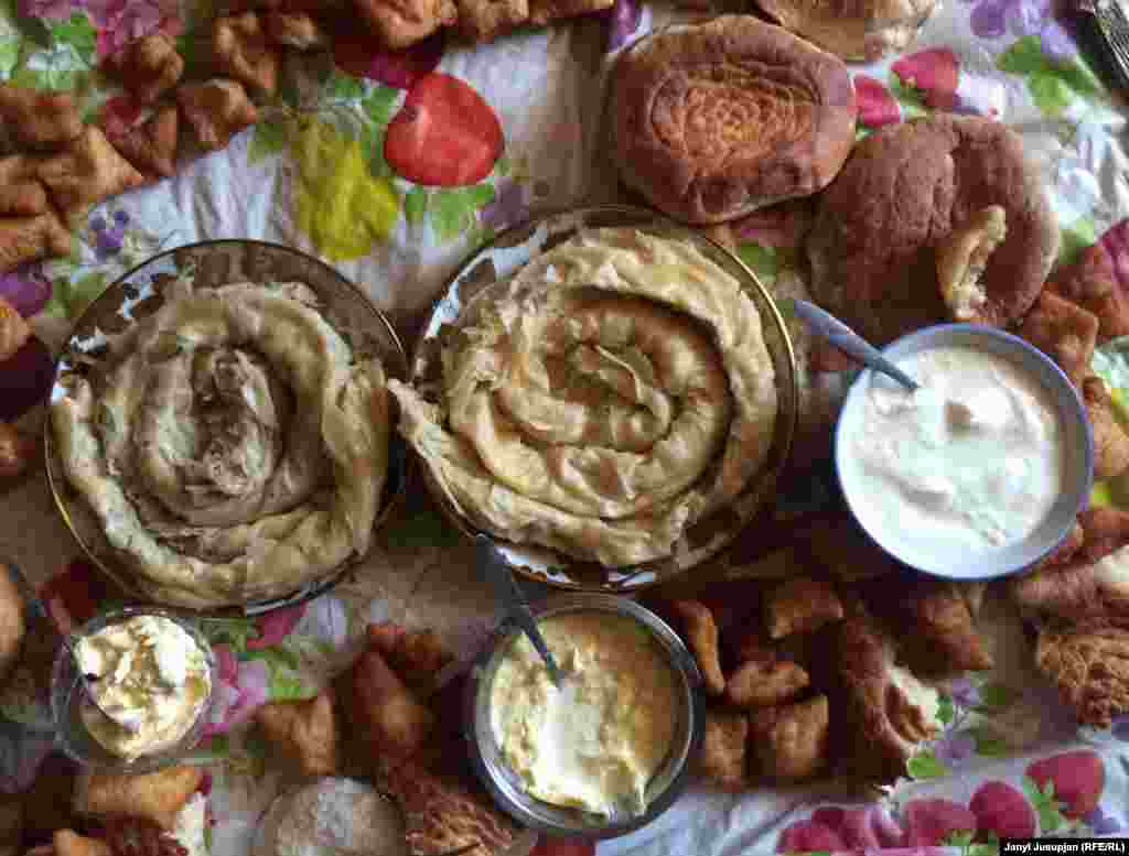 The family meal is dominated by yak products -- yogurt, sour cream, and butter. All other products, exept meat, are brought in from the lowlands.