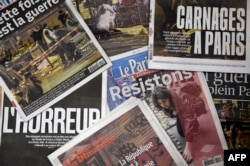 Первые полосы французских газет 15 ноября посвящены терактам