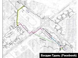 Зображення з документації стосовно тендеру на Prozorro під назвою «Додаток 1 до завдання на проєктування. Схема напрямку теплової мережі». Схему з написами опублікував Богдан Гдаль