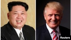 Kombinim i fotografive të liderit të Koresë Veriore, Kim Jong Un dhe presidentit të zgjedhur amerikan, Donald Trump 