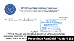 Romania, declassified doc, elections (special communications service)