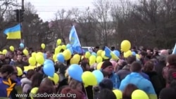 Qırımnıñ tirenüvi, 2014 senesi: Aqmescitte Şevçenko doğğanınıñ 200 yılına bağışlanğan miting (video)