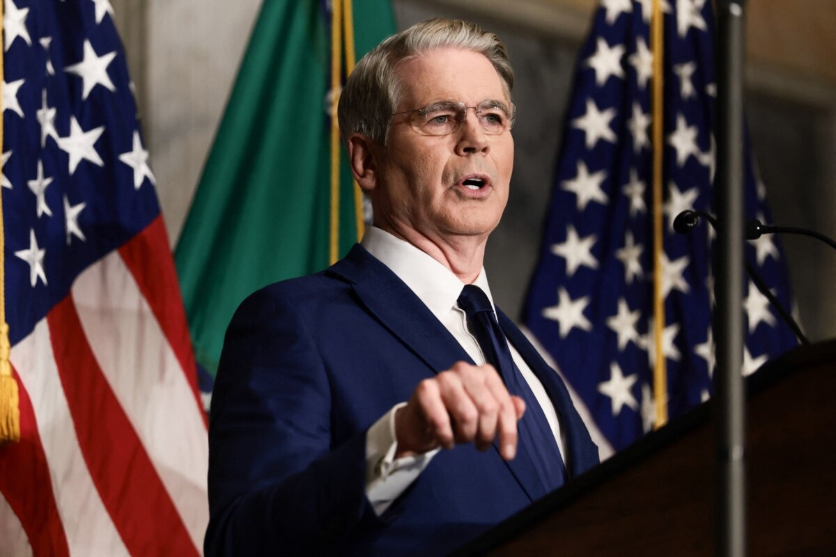 US Treasury Secretary Scott Bessent announces new sanctions against Iran in Washington, August 24, 2026