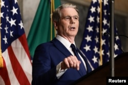 US Treasury Secretary Scott Bessent announces new sanctions against Iran in Washington, August 24, 2026