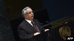 Saudi Arabia's permanent representative to the United Nations Abdallah Al-Mouallimi speaks at the UN headquarters in New York on January 22, 2015