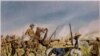 Germanii luptând împotriva tribului Herero, pictură din 1904 de Richard Knötel (1857-1914)