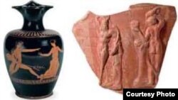 На выставке представлены краснофигурные и чернолаковые сосуды, разнообразная посуда и статуэтки. [Фото — <a href="http://www.shm.ru" target="_blank">ГИМ</a>]