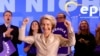 The current European Commission president, Ursula von der Leyen, poses at the European People's Party headquarters in Brussels on June 9.