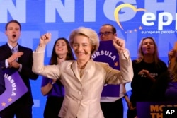 Ursula von der Leyen, lidera PPE, după anunțarea rezultatelor la alegerile europarlamentare.