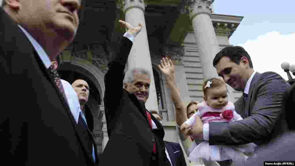 Serbia's new president Tomislav Nikolic arrives at the parliament building to take his oath of office in Belgrade May 31, 2012. 