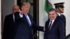 U.S. President Donald Trump greets Uzbekistan's President Shavkat Mirziyoev at the White House in Washington on May 16. 