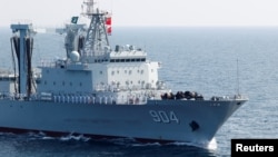 د چین بحري سرتېري له کراچۍ سره نېږدې په عرب سمندرګي کې د تمرین پر مهال - انځور له ارشیفه. 