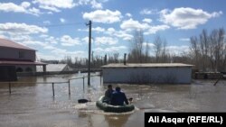 Көктемгі тасқын су басқан тұрғын үйлер. Ақтөбе, 16 сәуір 2017 жыл.