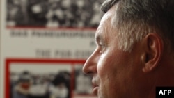 Miklos Nemeth, the Hungarian prime minister in 1989, speaks to journalists during a press conference on the 20th anniversary of the "Pan-European Picnic" in Sopron.