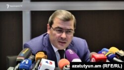 Armenia -- Davit Ananian, head of State Revenue Committee, at a news conference in Yerevan, 13 July, 2018.