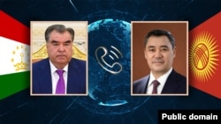 Садыр Жапаров менен Эмомали Рахмон. Коллаж сүрөт.