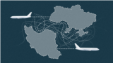 Infographic visualising maps of Ukraine and Iran with airplanes flying out as examples of "no-fly" areas.