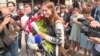 Svetlana Prokopyeva leaving her trial on July 6. 